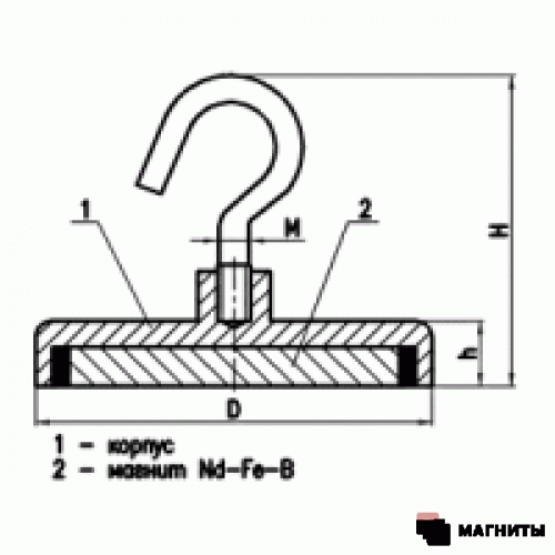 Магнит с крючком Е10