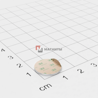 Ø D15 mm х H1 mm (самоклейка) - Магнит Шайба