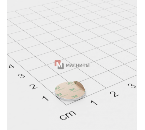 Ø D12 mm х H1 mm (самоклейка) - Магнит Шайба