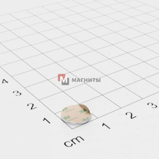 Ø D10 mm х H1 mm (самоклейка) - Магнит Шайба