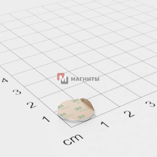 Ø D12 mm х H1 mm (самоклейка) - Магнит Шайба