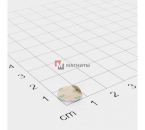 Ø D10 mm х H1 mm (самоклейка) - Магнит Шайба