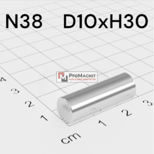 Ø D10 mm х H30 mm - Магнит Шайба-Пруток
