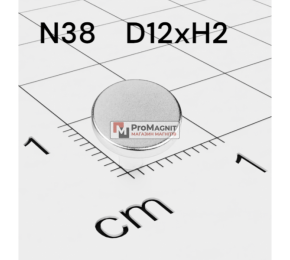 Ø D12 mm х H2 mm - Магніт Шайба